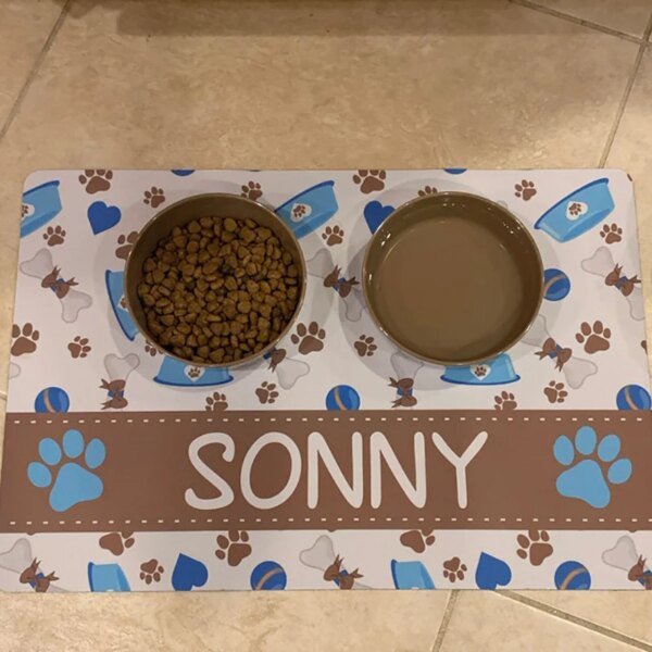 Customized Pet Bowl Mat Dog Lover Gift Pet Placemat PU Material Waterproof Non-slip Food Plate Bowl Pad Drinking Feeding Pet Mat