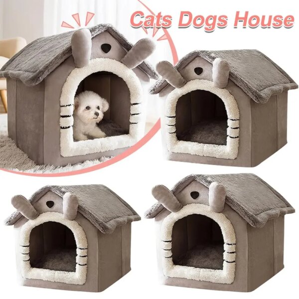 Cute Cusion Kennels PP Cotton Fluffy Dogs Room Half-Closed Puppy Sleeping Nest Foldable Home Puppy Pet Products