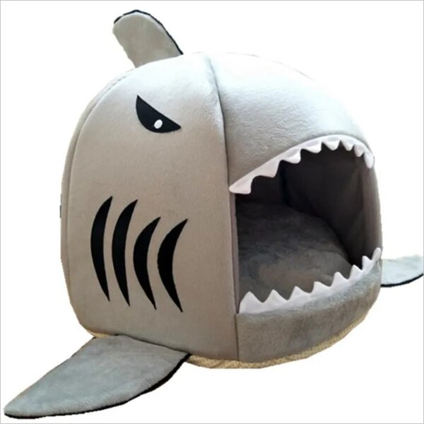 Cute Shark Shape Pet house warm Pet Kennel Bed with removable Mat for Puppy Dogs Cats Pet Sleeping Sofa Bed M L Size Available