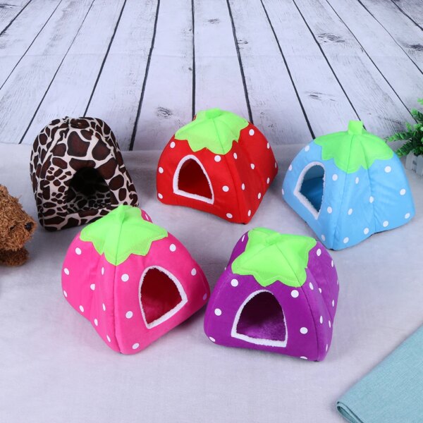 Cute Strawberry Pet Kennel Washable Dual-Purpose Soft Cat Dog Beds House