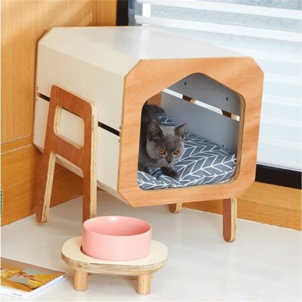 Detachable Wooden Pet Cave House Indoor Pet Cat Dog House Nest Cheap Safe Wood Dog Cat House