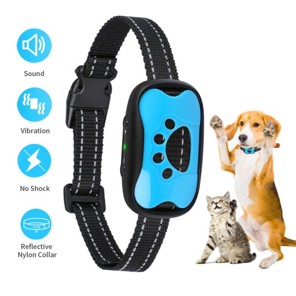 Dog Bark Collar Rechargeable Bark Collar Humane No Shock Barking Collar Vibration Beep Bark Collar for Small Medium Large Dogs