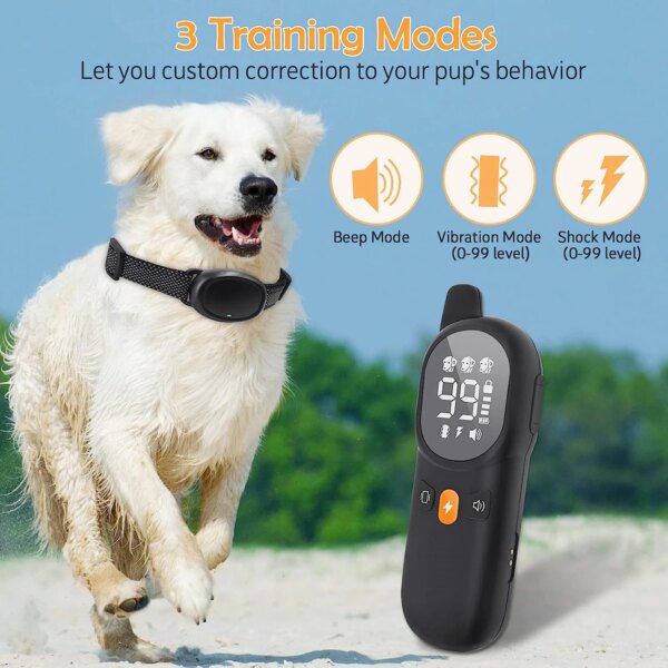 Dog Bark Collar Rechargeable Electric Training Collar 2600Ft Dog Training Collar with Remote for 8-100lbs Dogs Waterproof IP67