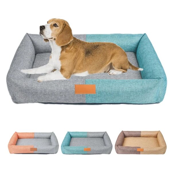 Dog Bed Cotton Linen Material Washable Removable Small Pet Bed Chew Proof Outdoor Cozy Sleeping Dogs Mat Dog Beds for Large Dogs