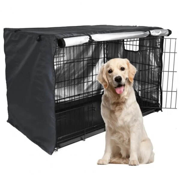 Dog Cage Cover Foldable Pet Kennel Cover Zipper Closure Blackout  Portable Sun Protection Pet Kennel Case