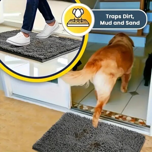 Dog Door Mat Dog Mud Mat For Muddy Paws Absorbs Moisture And Dirt Absorbent Non-Slip Washable Mat Quick Dry Indoor Door Mat