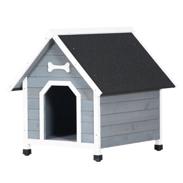 Dog House Pet Outdoor Bed Wood Shelter Home Weather Kennel Waterproof 78x84x83.5CM Grey[US-Stock]