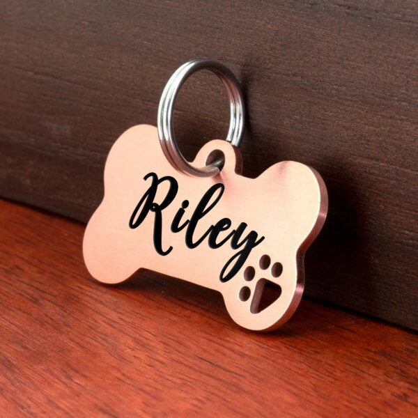 Dog ID Tag Name Custom Engraved Personalized Black Silver for Cats Bone Pet Gift Stailless Both Side