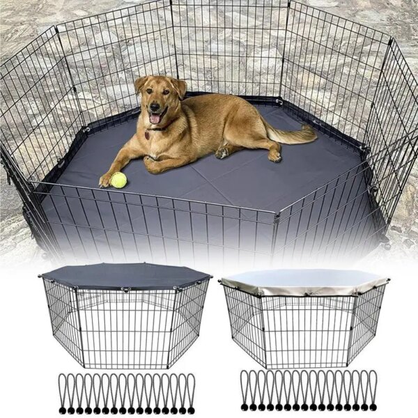 Dog Kennel Cage Cover Pet Playpen Top Cover Sun Rain Proof Protective Cover Fits 8 Panels For Outdoor Large Dogs Cage Sunshade