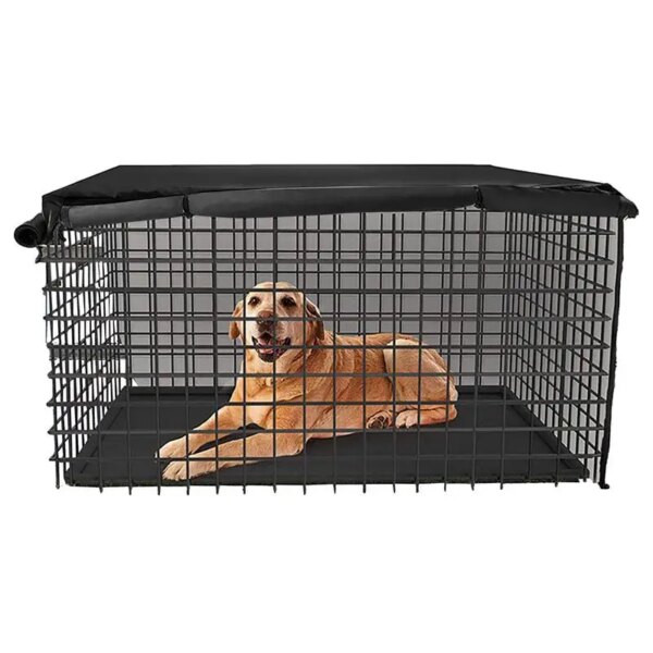 Dog Kennel Cover Waterproof Pet Cage Cover With Two Entrance Door Cage Cover Universal Made Fits Most Brands Standard Wire Crate