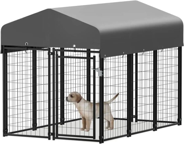 Dog Kennels and Crates for Small/Medium Dogs, 4.6ft High Expandable Outdoor Dog Run Enclosure with Waterproof Cover, G