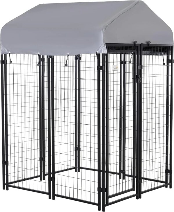 Dog Playpen Outdoor Dog Kennel Dog Exercise Pen with Lockable Door Water Resistant Canopy for Small and Medium Dogs