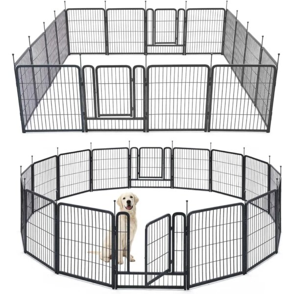 Dog Playpens Dog Pen Outdoor Dog Fence Exercise Pen 40 Inch Height Pet Play Yard Gate With Doors for Dogs Camping 16 Pcs Door