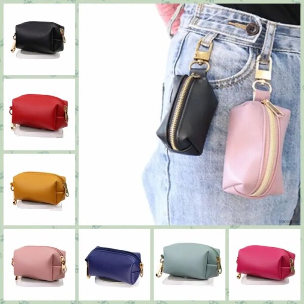 Dog Poop Bag Holder Portable PU Leather Pet Waste Bag Dispenser Garbage Holder  Metal Clip Waste Bags Storage Pouch Pet Supplies