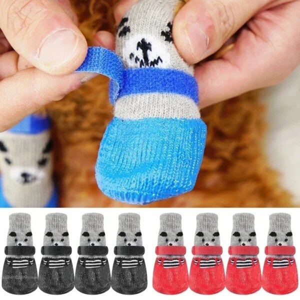 Dog Socks Warm Knit Socks for Cats and Dogs Waterproof Cat Shoes Scratch-proof Foot Covers Anti Scald Feet Pet Socks Teddy