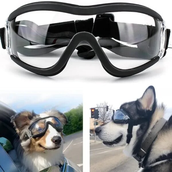 Dog Sunglasses Dog Goggles Adjustable Strap for Travel Skiing and Anti-Fog Snow Goggles Pet Goggles for Medium and Large Dogs