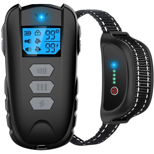 Dog Training Collar with Remote, Waterproof Dog Collar with Beep Vibration Shock, Adjustable 0 to 99 Shock Vibration Levels Dog