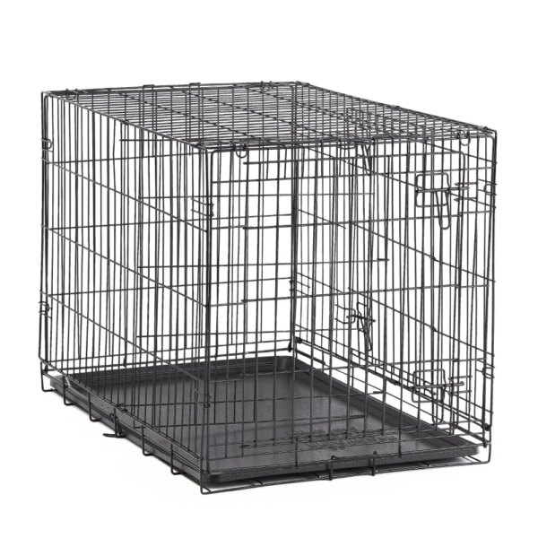 Double-Door Foldable Metal Wire Dog Crate with Divider and Tray, X-Large, 42\