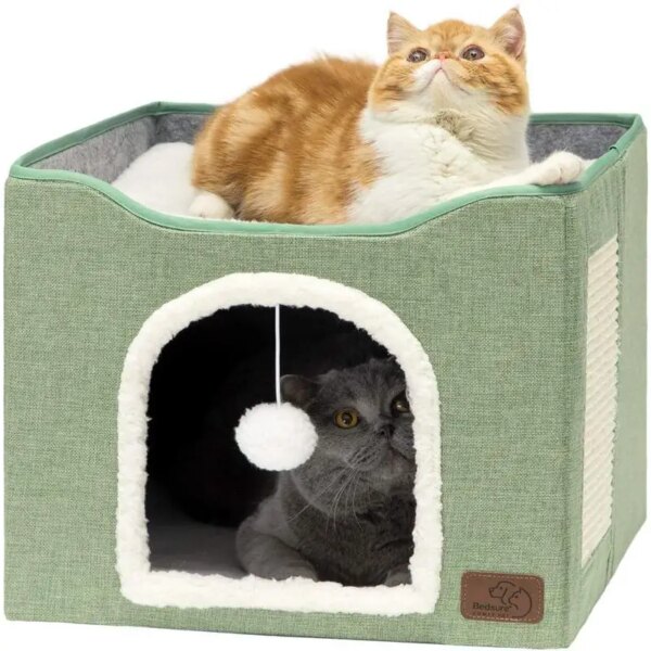 Double-layer Cat's Nest Stereo Cat Dog House With Scratch Board Removable Washable Pet Bed Indoor Foldable Storage Pet Supplies