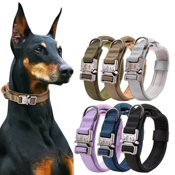 Durable Military Tactical Dog Collar Adjustable Pet Nylon Training Rottweiler Dog Collar For Medium Large Dogs German Shepard