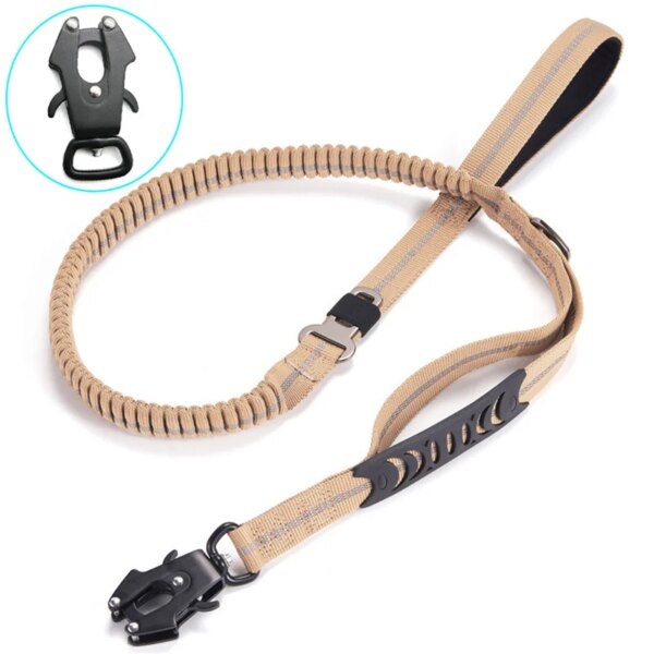 Elastic Bungee Dog Leash For Medium Large Dogs Leashes Shock Absorption Two Handles Heavy Duty Dog Leashs With Car Safety Clip