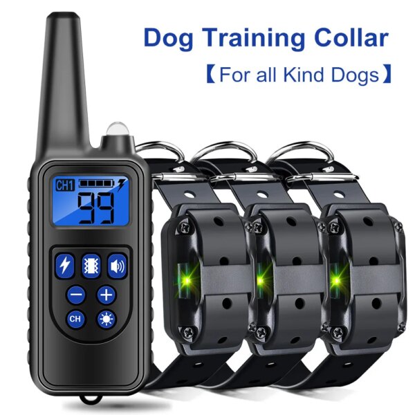 Electric Dog Training Collar Dog Anti Bark Stop Rechargeable Waterproof Pet Remote Control All Size Shock Vibration Sound 3 Dogs