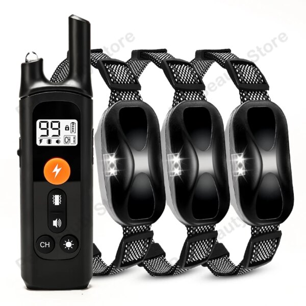 Electric Dog Training Collar Pet Remote Control Barkproof for Puppy Vibration Sound Shock Device Rechargeable Waterproof