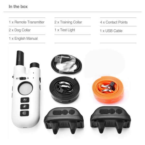 Electric Dog Training Collar Waterproof Dog Bark Collar Pet with 2 IN 1 Remote Control Rechargeable Anti Barking Device 2 Dogs