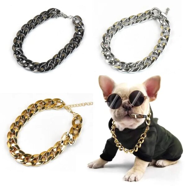 Electroplating Premium Small Dog for French Bulldog Cat Accessory Puppy Pet Chain Dog Necklace Dog Gold Chain Cat Collar