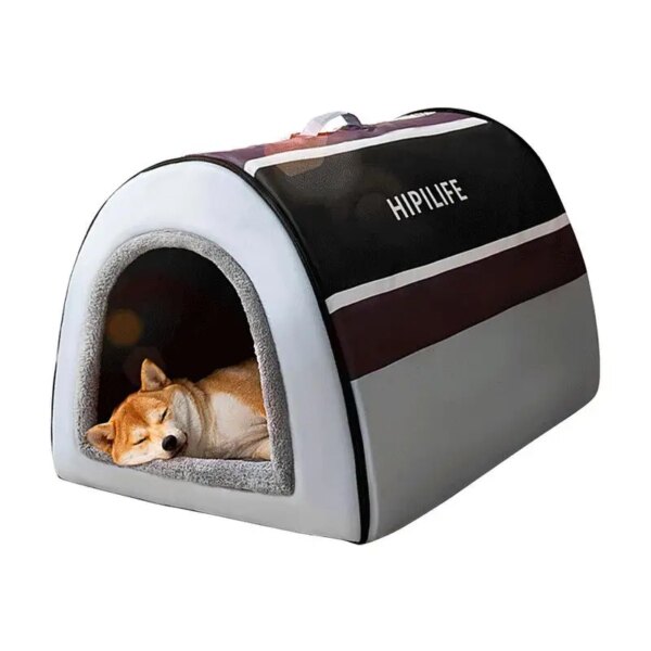 Enclosed Warm Dog Bed for Small Medium Dogs Foldable Washable Dog Cave House Removable Dog Cat Nest Basket Pet Supplies