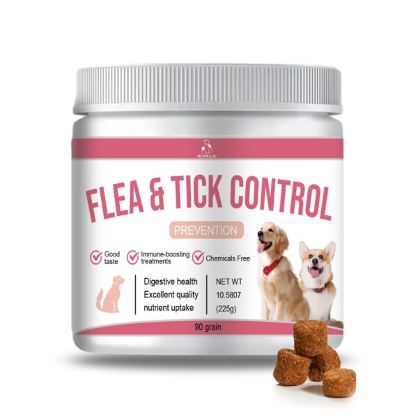 Flea and Tick Prevention for Dogs Chewables Natural Dog Flea & Tick Control Supplement Oral Flea Chew Pills All Breeds and Ages