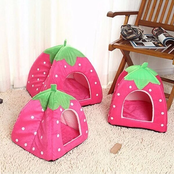 Foldable Dog House Cat Dog House Fruit Shape Nest Bed for Puppy Kitten Breathable Dog Kennel Soft Comfortable Pets Cave Sofa