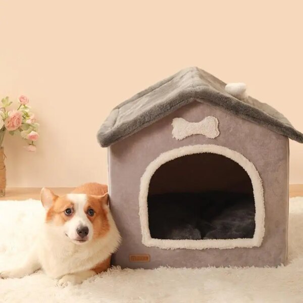 Foldable Dog House Kennel Bed Foldable Enclosed Dog House Kennel Pet House for Small Medium Large Dogs Cats Winter Warm Cat Nest