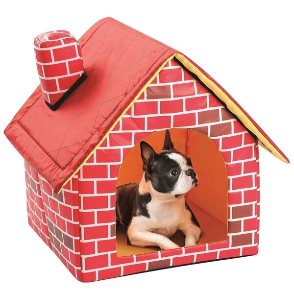 Foldable Kennel Small Dog Cat Kennel Portable Brick Wall Style Warm and Comfortable Pet Kennel Cave Sofa Furniture Supplies