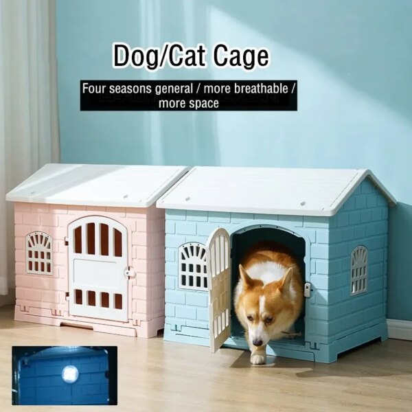 Foldable Pet Dog Cage Outdoor Pet House Weatherproof Dog Kennel Cat Nest Tent Shelter For Dog Cat Security Guard Easy to Install