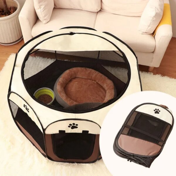 Foldable Pet Tent Kennel Cat Delivery Room Octagonal Fence Puppy Shelter Detachable Summer Pet Tent Outdoor Cat Cage Dog Fences