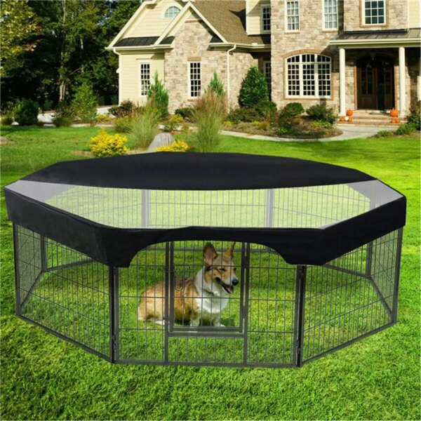 Foldable Rain-proof Breathable Dog Playpen Top Cover Pet Fence Kennel House Shaded Cover Dog Puppy Animal Cage Tent Pet Supplies