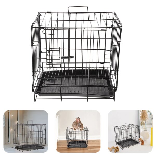 Folding Dog Cage Pet Iron Crate Protection House Supplies Wire Animal Kennel Metal