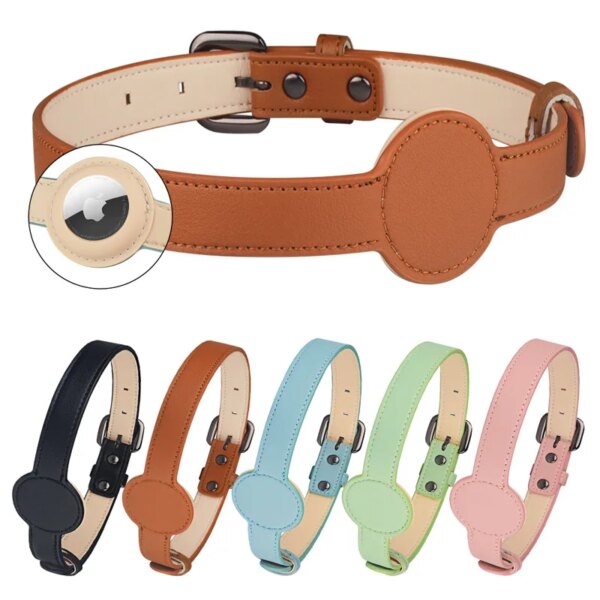 For Apple Airtag Protective Tracker Waterproof Pet Dog Anti-lost Positioning Silicone PU Collar Anti-lost Pet Cat Dog Collar