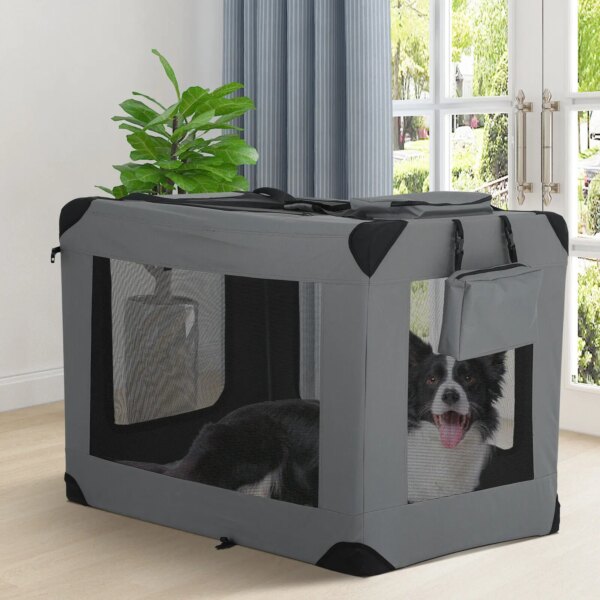 Free shipping US 42 inch foldable dog crate and kennel for large dogs, portable travel cages, 3 door