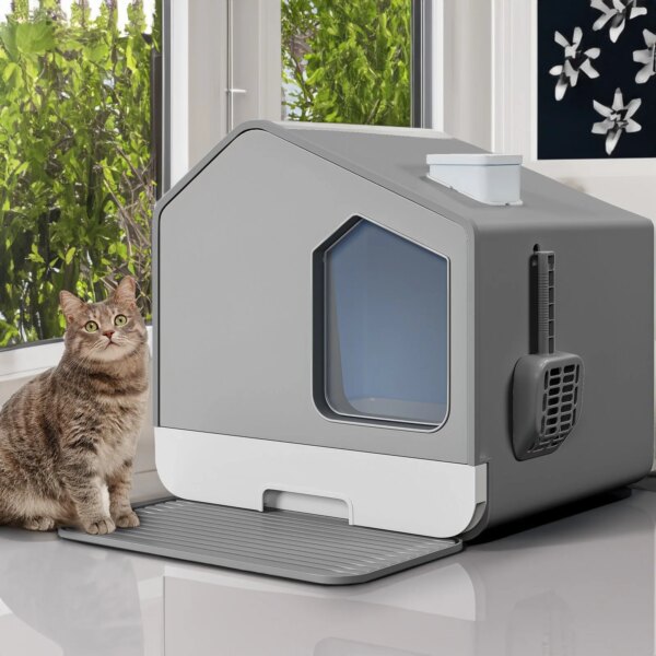 Free shipping US Extra large enclosed cat litter box with odorless pet anti fouling and splash protection-