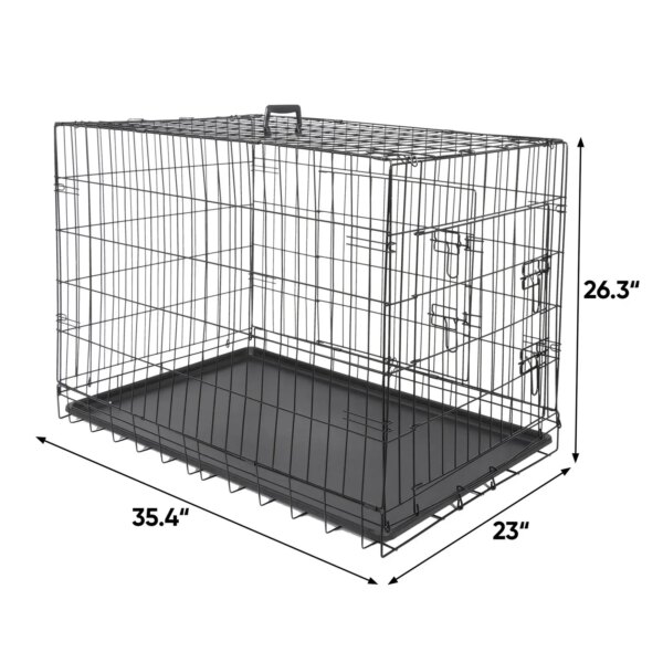 Free shipping US Folding Metal Pet Cage, Dog Crate Kennel, 2 Door with Tray Pan, Black, 30 \