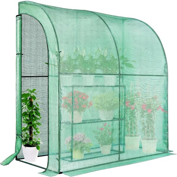 Greenhouse Garden Portable Wall House With Green PE Cover and Shelf for Compact Garden 79x39x83-Inch Planting Home Free Shipping