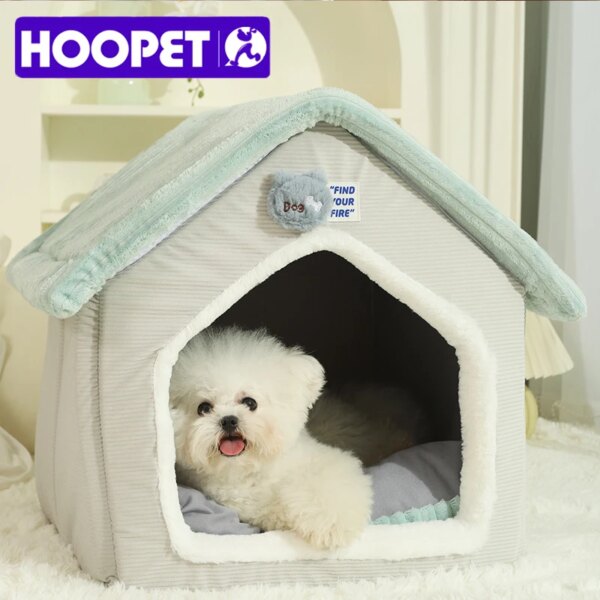 HOOPET Foldable Cat House Pet Dog Kennel Removable Sleep Mat Winter Warm Nest Tents Puppy Kitten Cave Pet Supplies