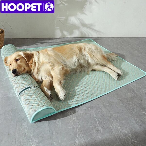 HOOPET Summer Dog Bed with Pillow Cooling Sofa for Small Medilum Large Dogs Breathable Big Dog Rattan Mat Cat Sleeping Pad House