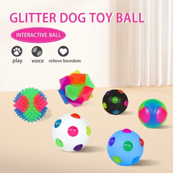 Hot Selling Small Dog Flash Pet Ball TPR Three Color Glowing Elastic Ball Training Interactive Throwing Dog Ball Dog Toys For