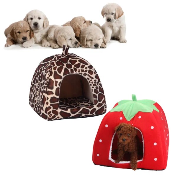 Hot Strawberry Pet Dog Cat Bed House Kennel Doggy Puppy Basket Pad Kennel Doggy Warm Washable Cushion for Puppy Pet Supplies