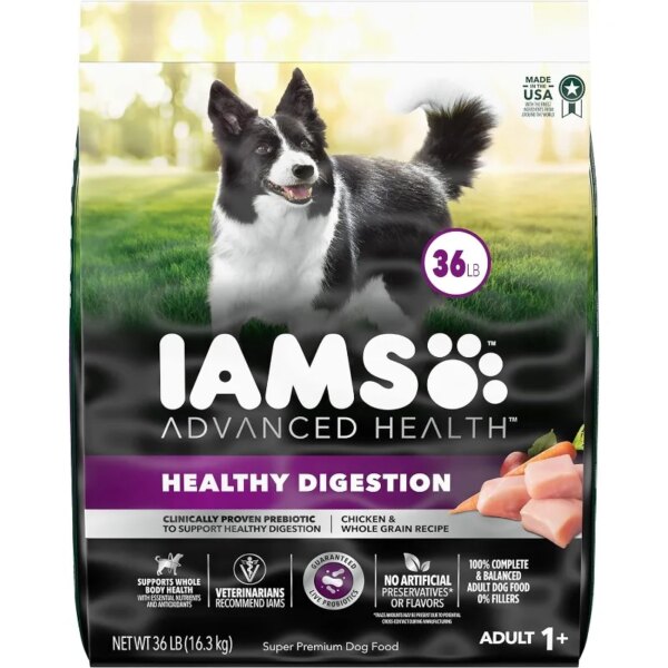 IAMS Advanced Health Adult Healthy Digestion Dry Dog Food with Real Chicken, 36 lb. Bag