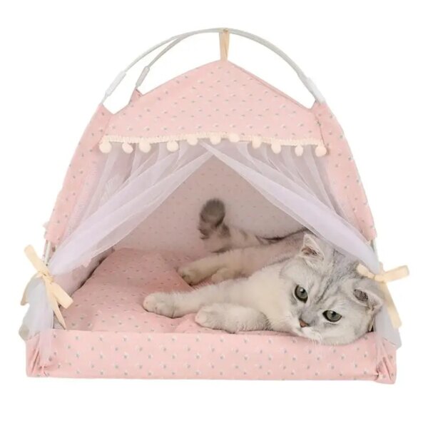 Indoor Cat House Soft Cat Bed Tent Princess Sleeping House Kennel Dog House Kennel Pet Sleeping Gadget Kitten Puppy Pet Supplies