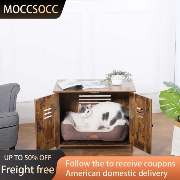 Indoor Cat House With Removable Partition Cats Pet Products Cat Litter Box Furniture Hidden Bed for Cats Houses & Habitats Beds